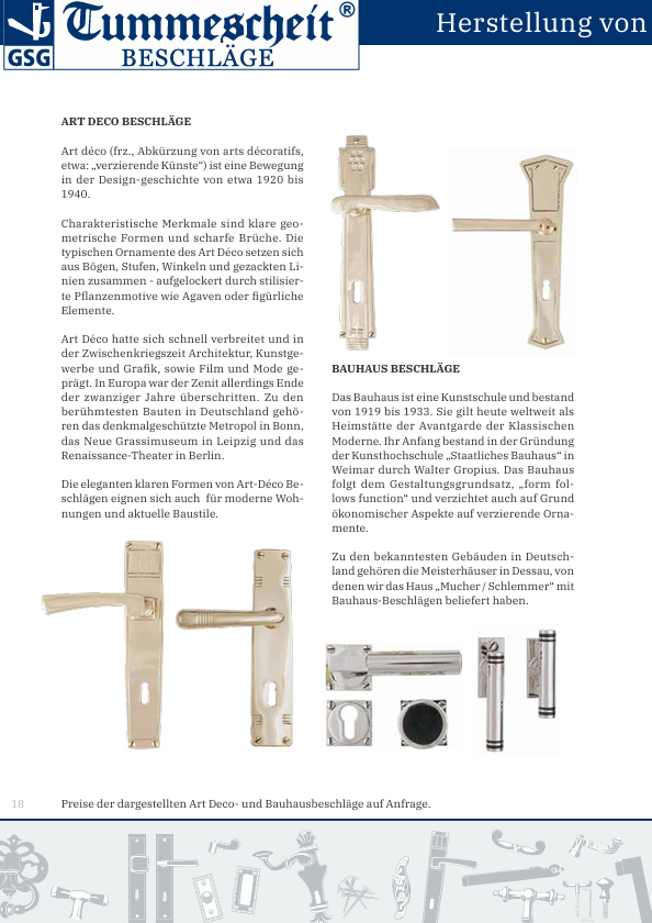 Art déco und Bauhaus Beschläge